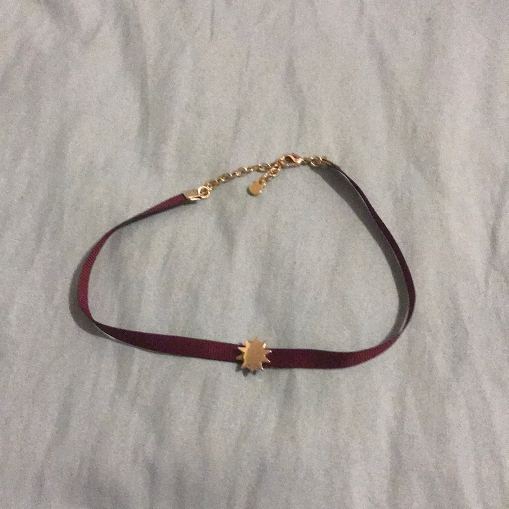 Maroon Ribbon Sun Choker